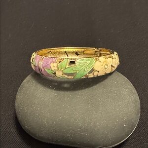 Floral Enamel Bangle Bracelet